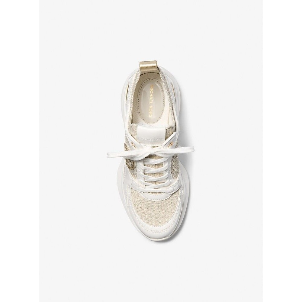 Michael Kors Zuma Trainer Womens US 5.5M Pale Gold Platform Lifestyle Shoes - Picture 4 of 10